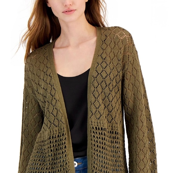 INC International Concepts Green Open Front Cardigan - Picture 2 of 8